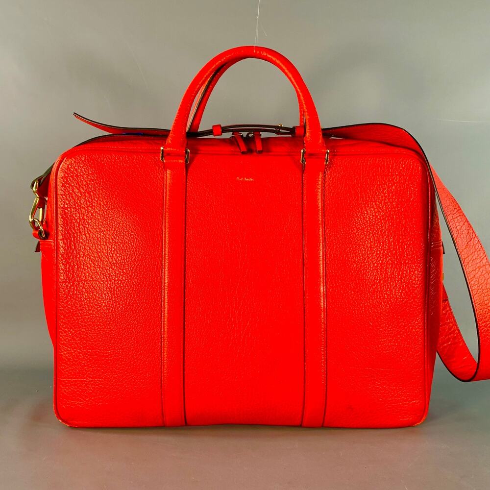 PAUL SMITH Red Textured Pebble Grain Leather Shoulder Bag